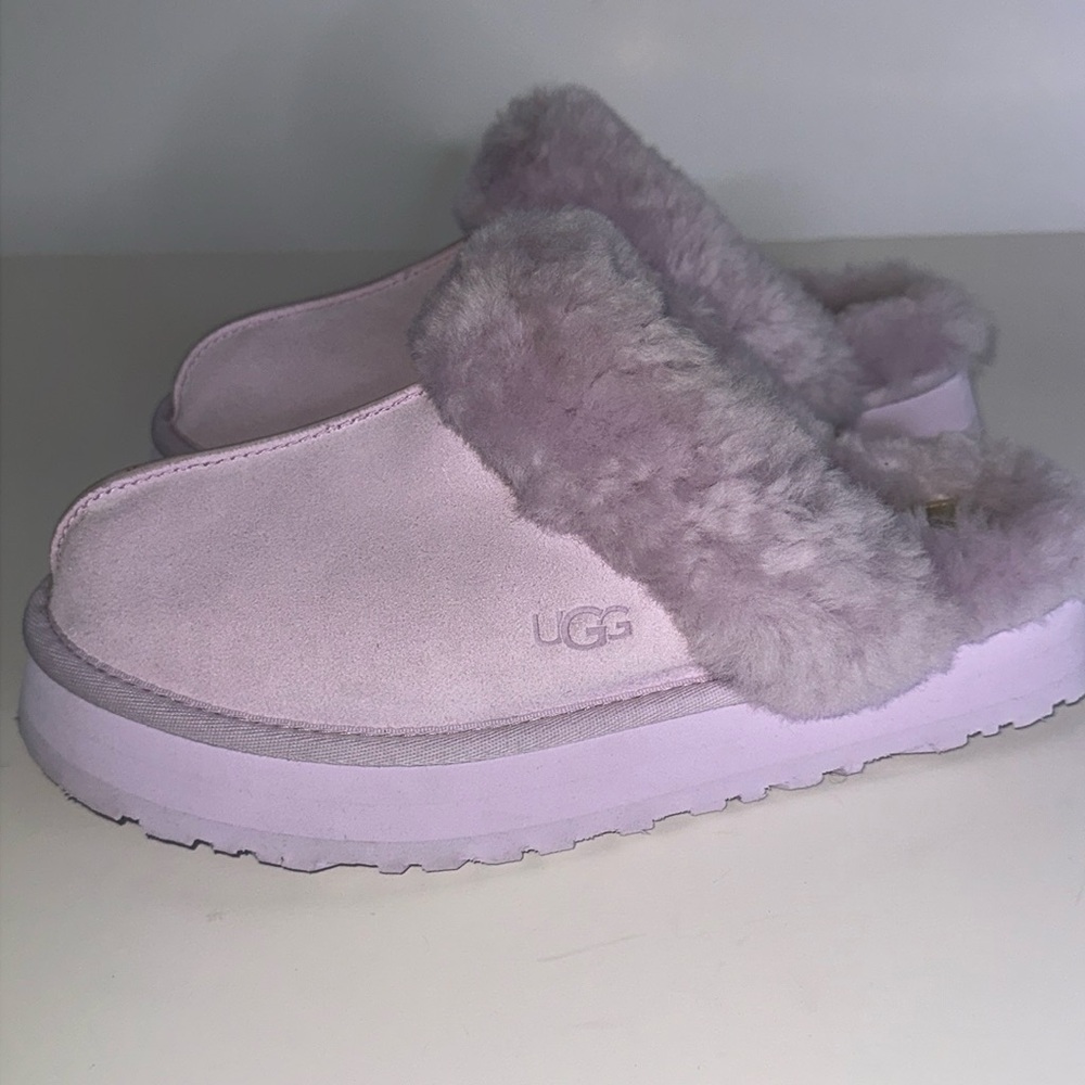 UGG Disquette Plush Sherling Mules Slippers 10M Lavender